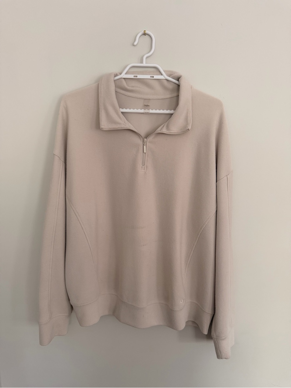 Women's Cream Half-Zip Turtleneck Sweater